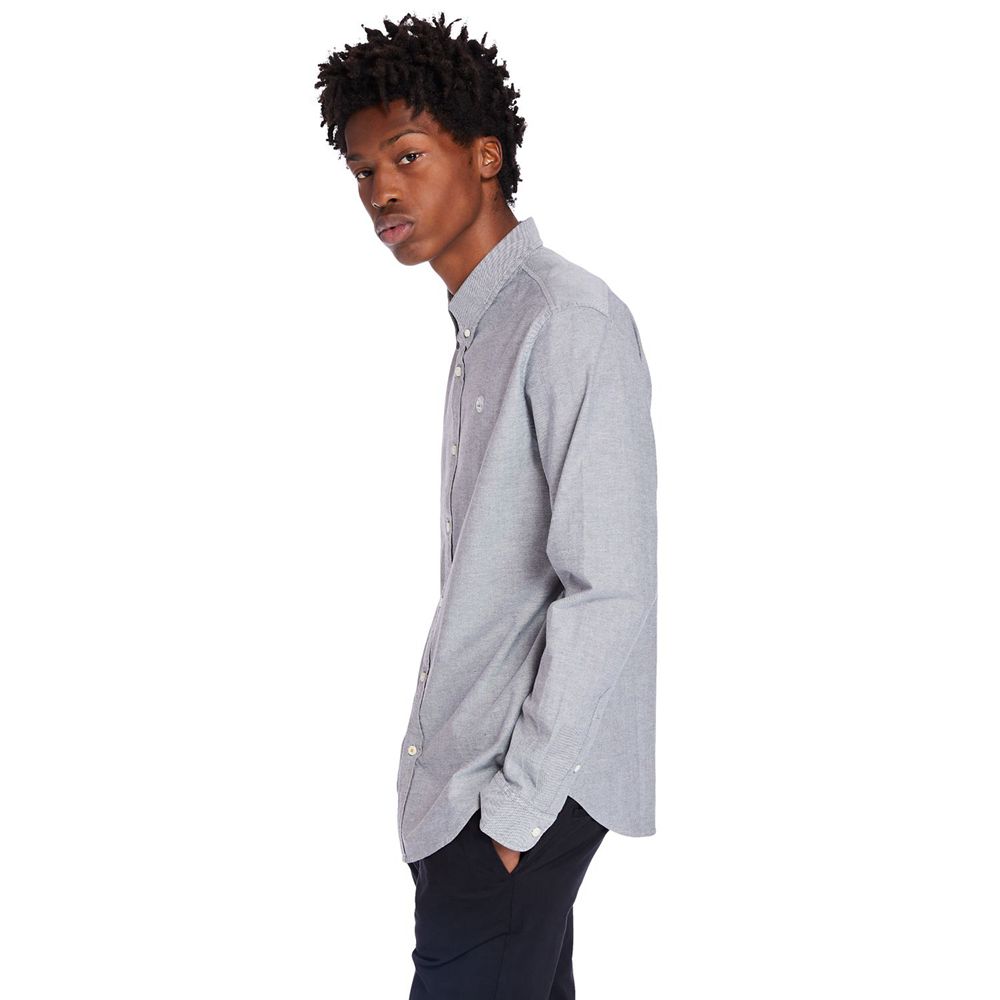 Camisa Timberland Hombre Pleasant River Stretch Oxford Gris - Chile FRG-608145